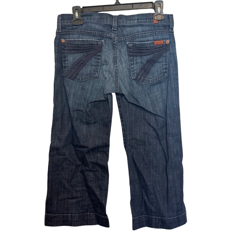 7 For All Mankind Crop Dojo Jeans Womens Size 26 Blue Denim Wide Leg Stretch USA